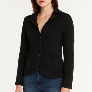 CAbi Charcoal Button-Up knit sweater Blazer style # 621 size XS
